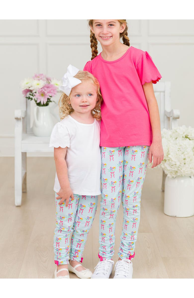 RuffleButts Girls Ruched Bow Leggings, Alternate, color, 