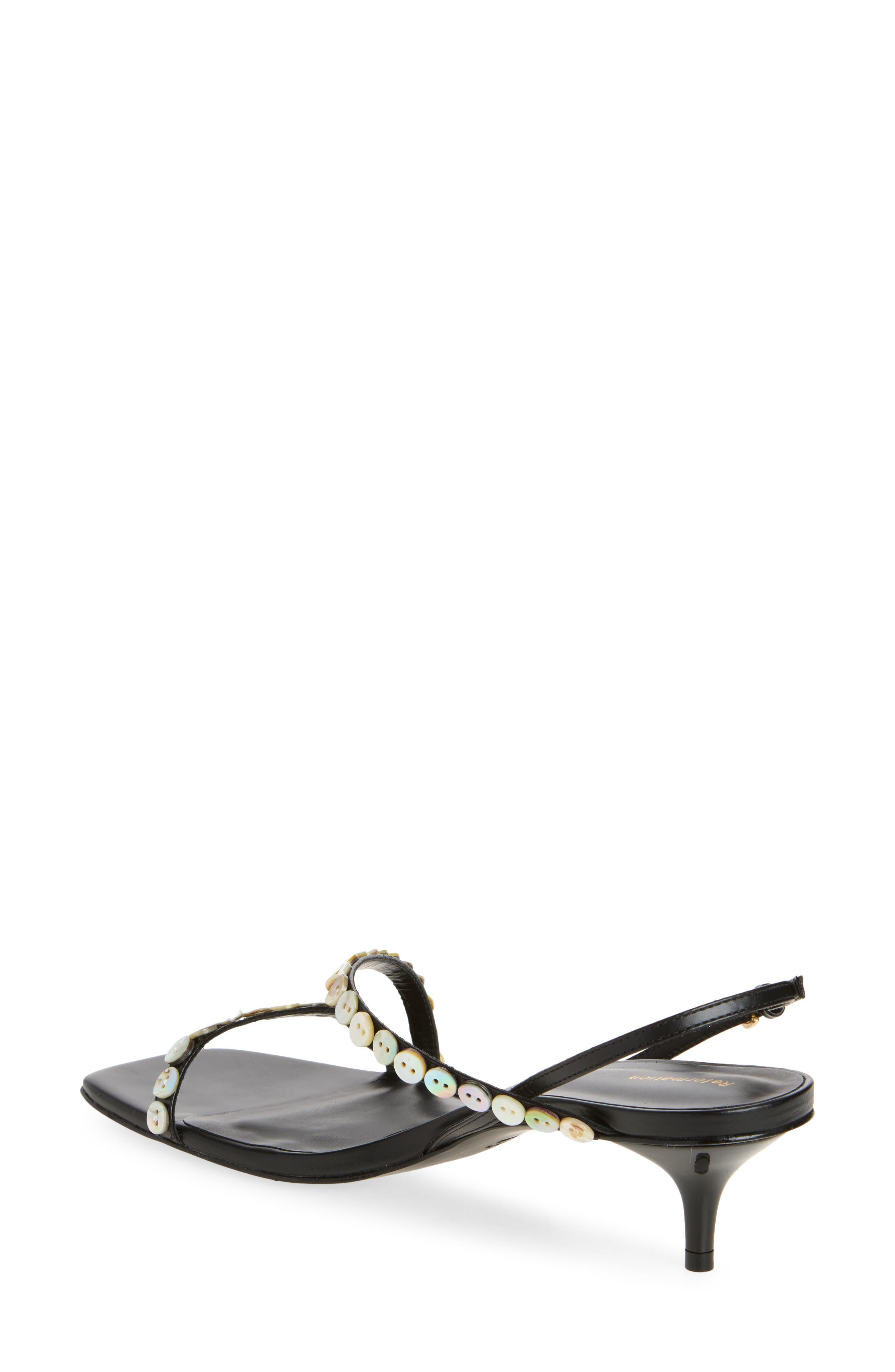 Reformation Shoshana Sandal, Alternate, color, Black Leather Shell Buttons