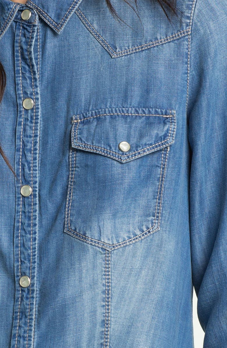 Trouvé Flap Pocket Denim Shirt, Alternate, color, 