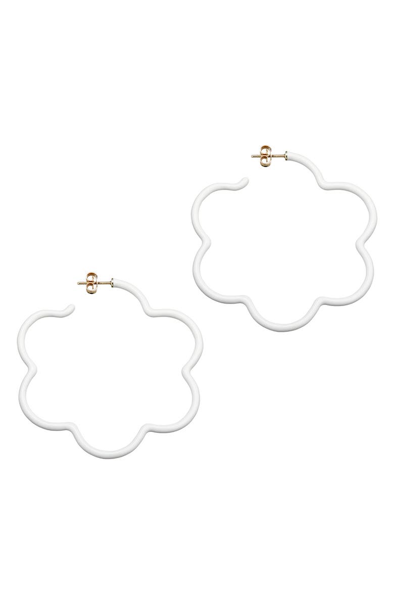 Bea Bongiasca Flower Enamel Hoop Earrings, Main, color, White