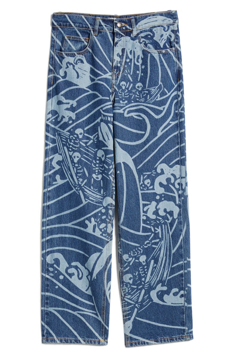 VERYRARE High Tide Laser Print Straight Leg Jeans, Main, color, Blue