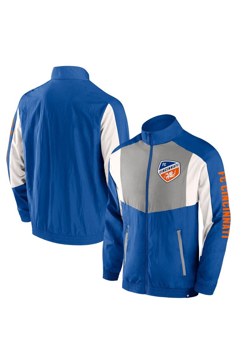 FANATICS Men's Fanatics Branded  Blue FC Cincinnati Net Goal Raglan Full-Zip Track Jacket, Main, color, 
