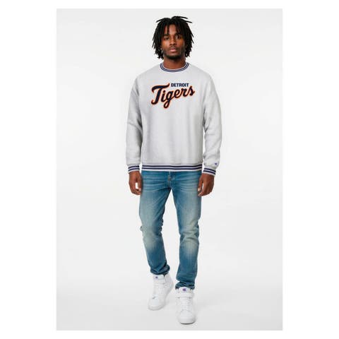 Men's Champion Heather Gray Detroit Tigers Reverse Weave Sweatshirt