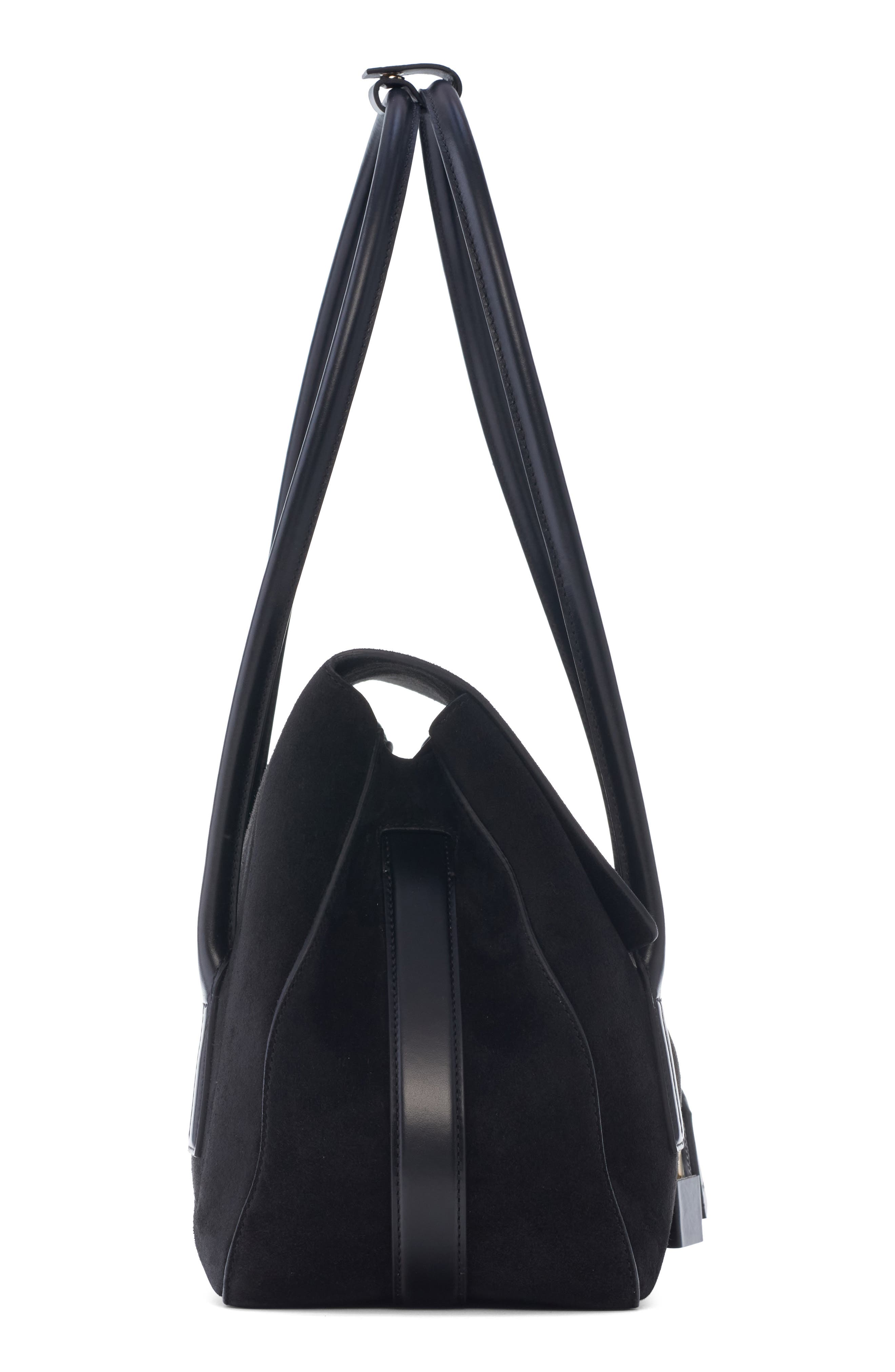 TOM FORD Medium Eclipse Suede Shoulder Bag, Alternate, color, Black