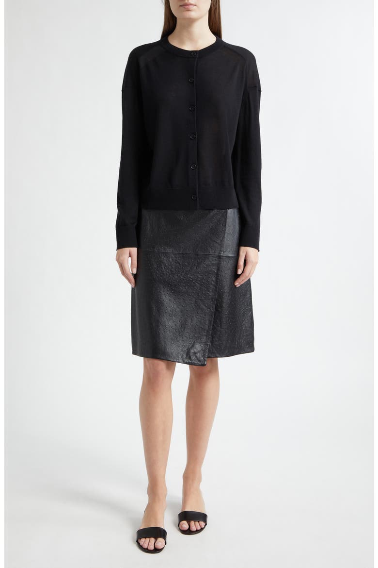 Kita Fine Knit Cashmere Crewneck Cardigan, Alternate, color, BLACK