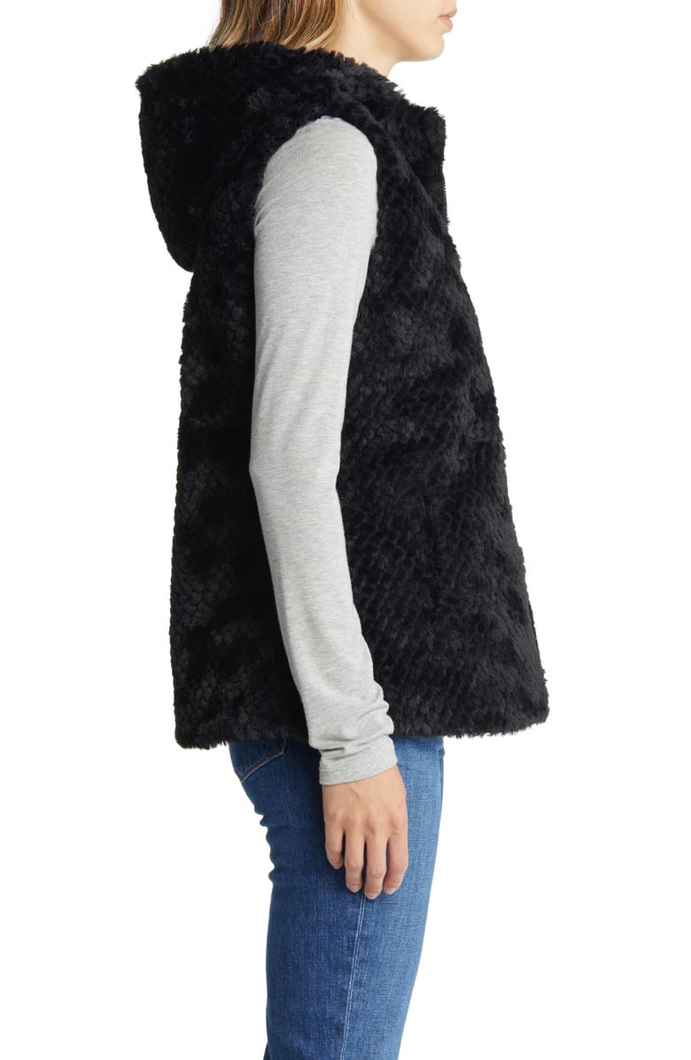 Gallery Reversible Water Resistant Vest with Removable Hood, Alternate, color, Black