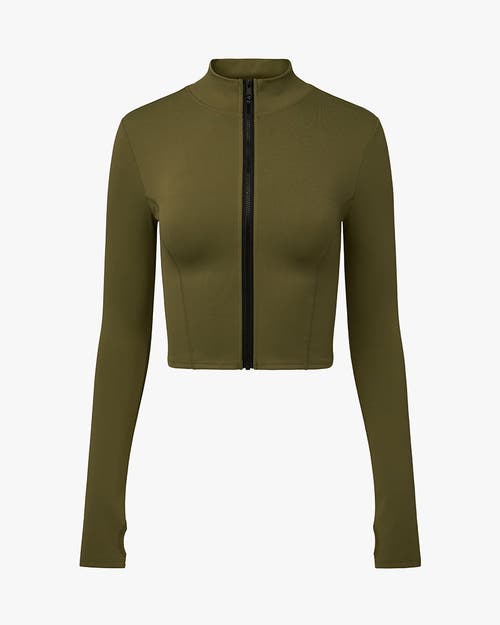 Weworewhat Cropped Active Zip-up Jacket In Olive