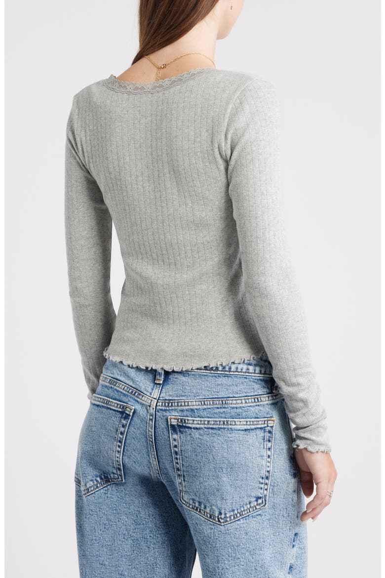 Pointelle Long Sleeve T-Shirt, Alternate, color, GREY SOFT HEATHER