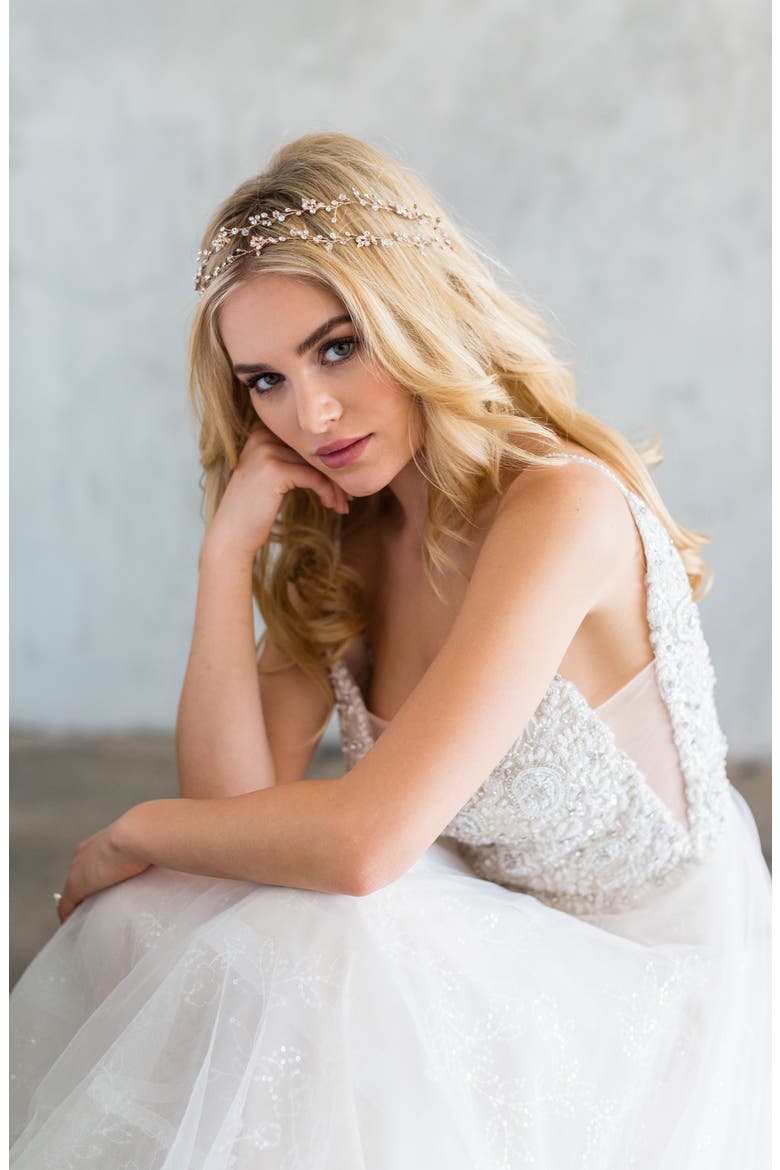 Gia Double Banded Halo Headpiece, Alternate, color, ROSE GOLD