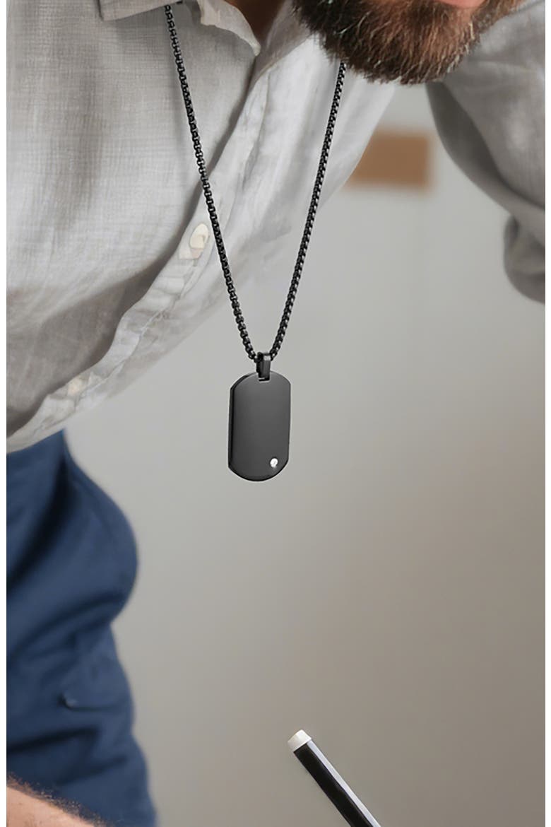 Men's Stainless Steel Dog Tag Pendant Necklace, Alternate, color, BLACK