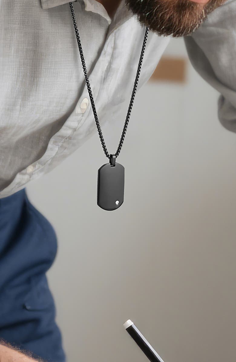 GEOFFREY BEENE Men's Stainless Steel Dog Tag Pendant Necklace, Alternate, color, Black
