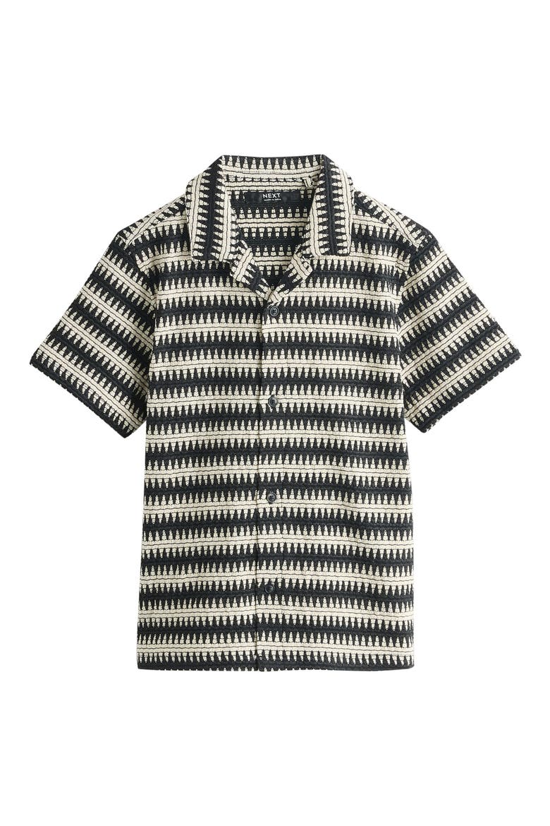 Kids' Stripe Button-Up Shirt, Main, color, BLACK