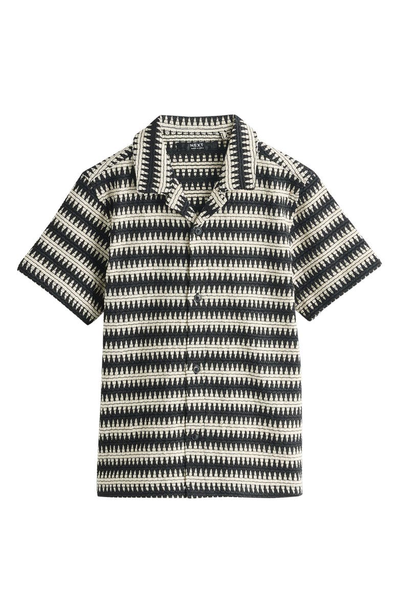 NEXT Kids' Stripe Button-Up Shirt, Main, color, Black