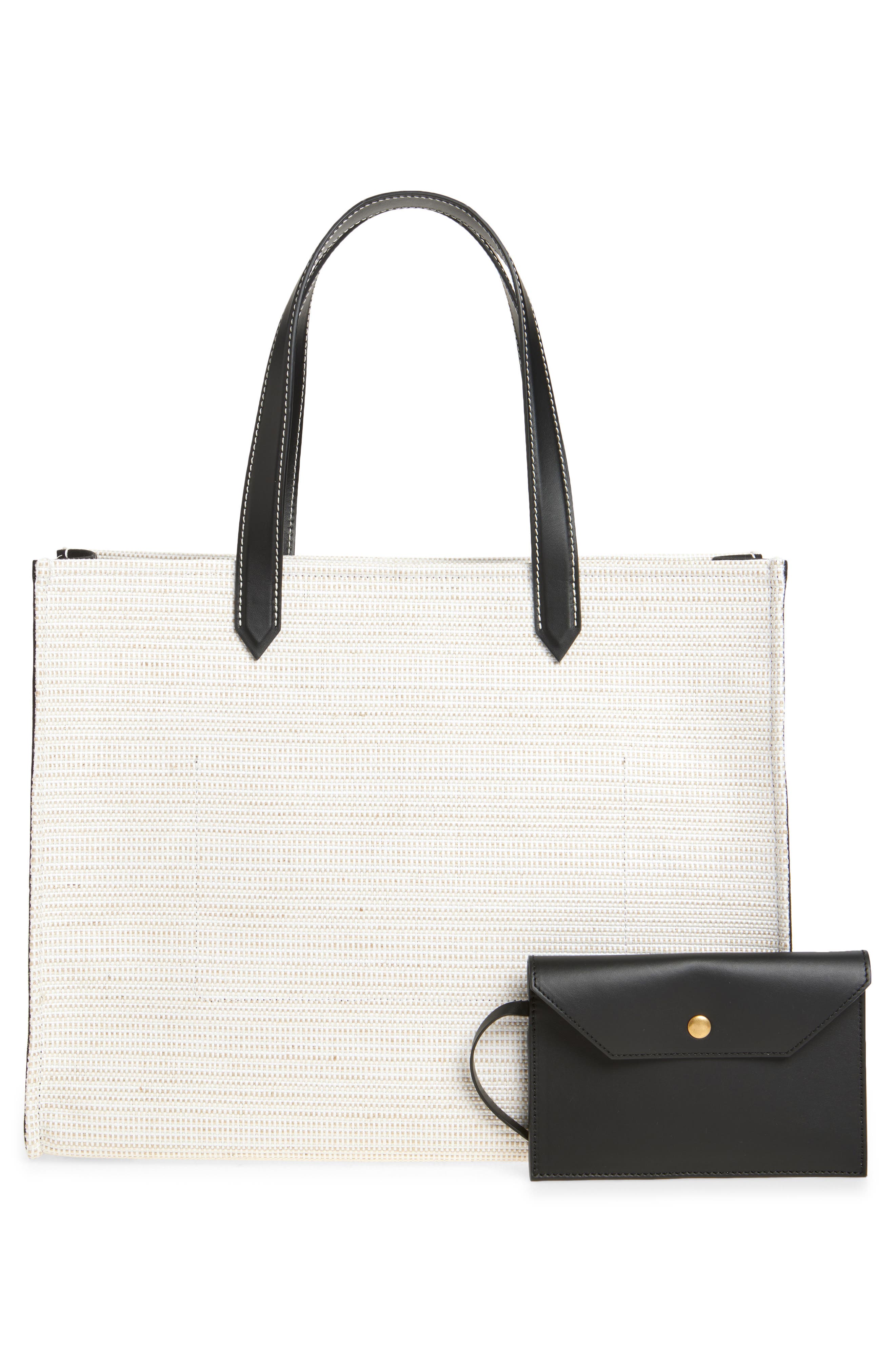 Balmain Medium B-Army Raffia Shopper Tote, Alternate, color, 