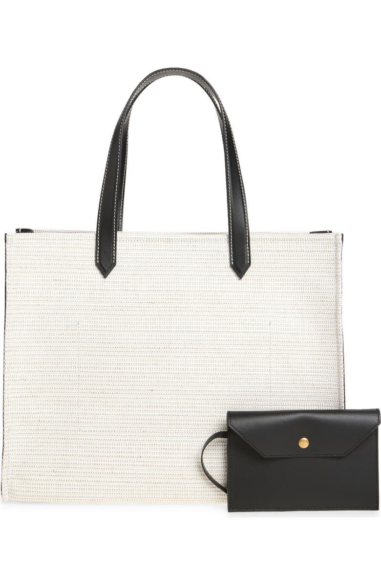 Balmain Medium B-Army Raffia Shopper Tote, Alternate, color,