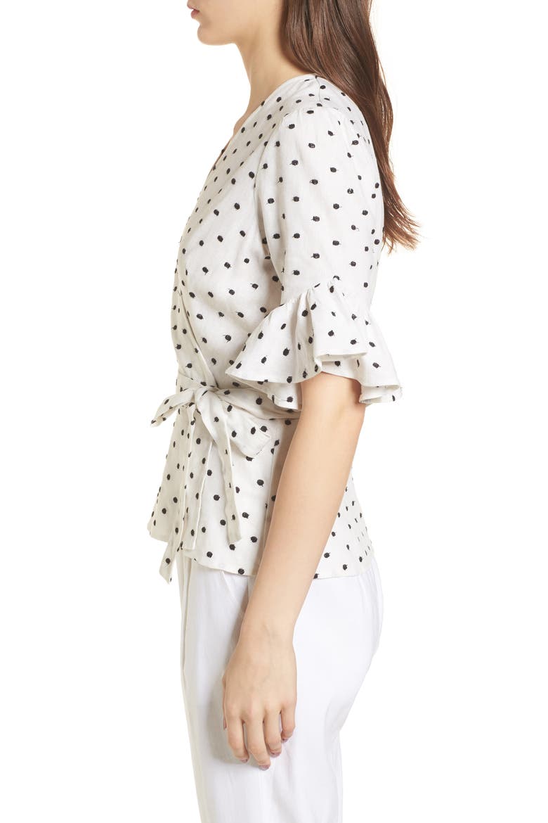Kaitlyn Wrap Top, Alternate, color, IVORY POLKA DOT
