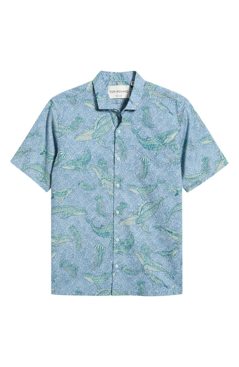 Tori Richard Marine Mosaic Button Down Shirt, Alternate, color, Seaspray