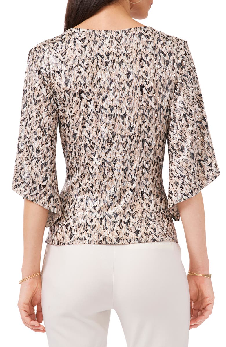 Chaus Foil Flutter Sleeve Top, Alternate, color, 