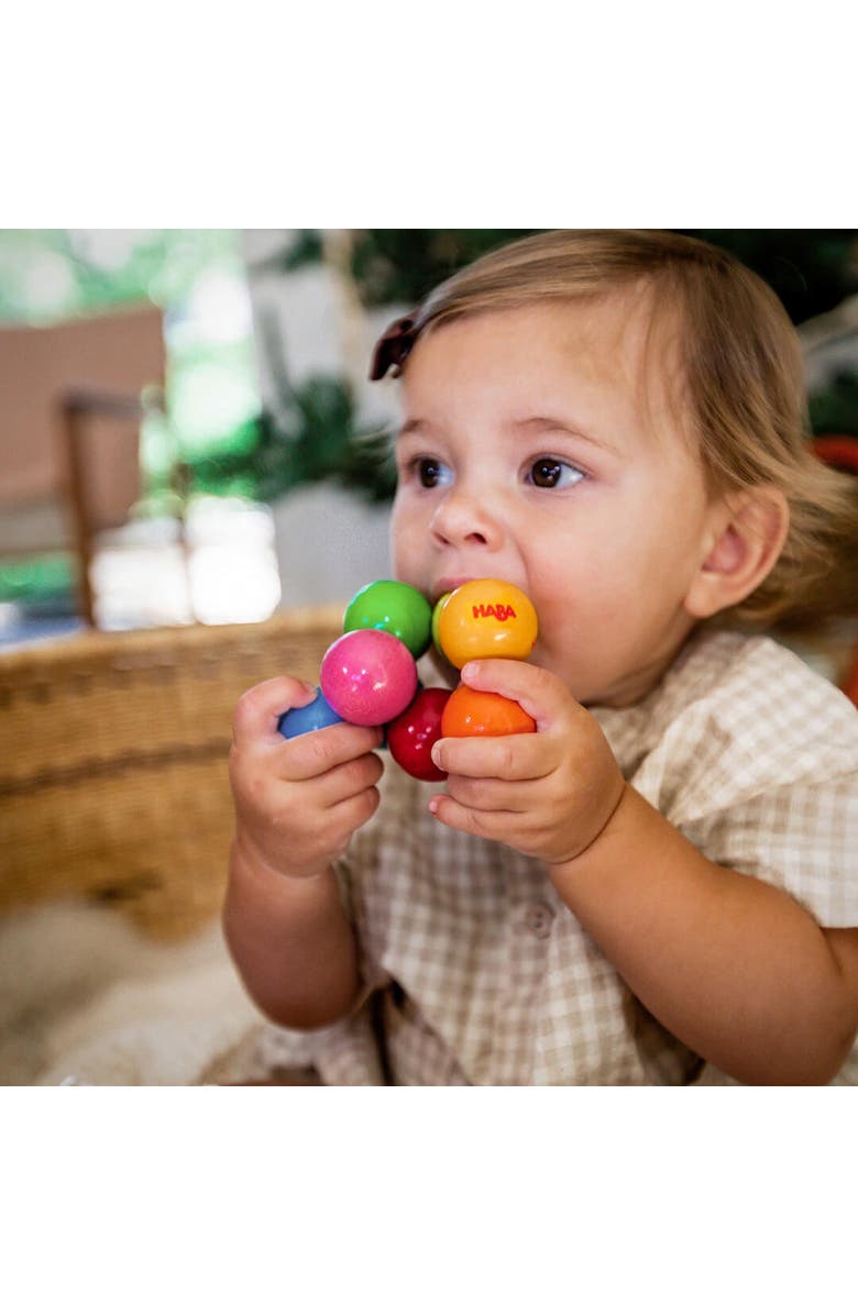 HABA Wooden Baby Teething Toy Magica, Sensory Grasping Rattle for Babies 6-24 Months, Safe & Colorful Sensory Toys for Babies and New Baby Gift, Alternate, color, Multi