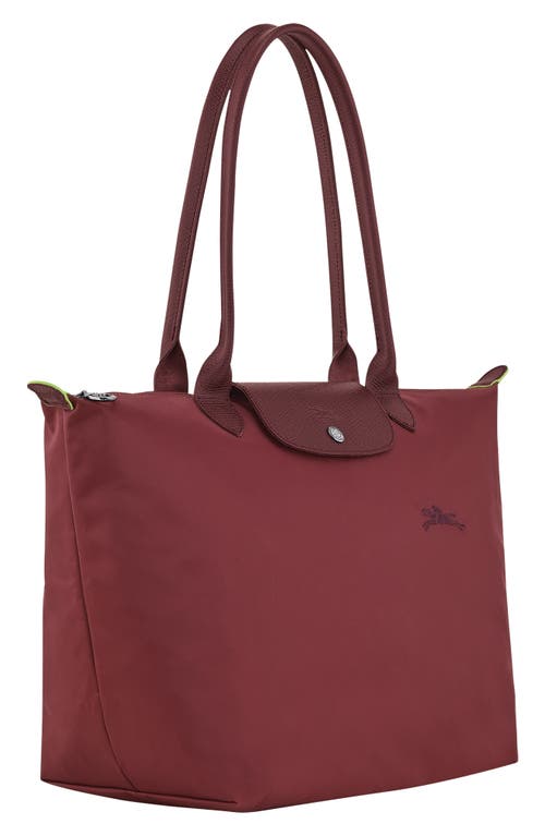 Longchamp Le Pliage Green Recycled Canvas Large Shoulder Tote In Red