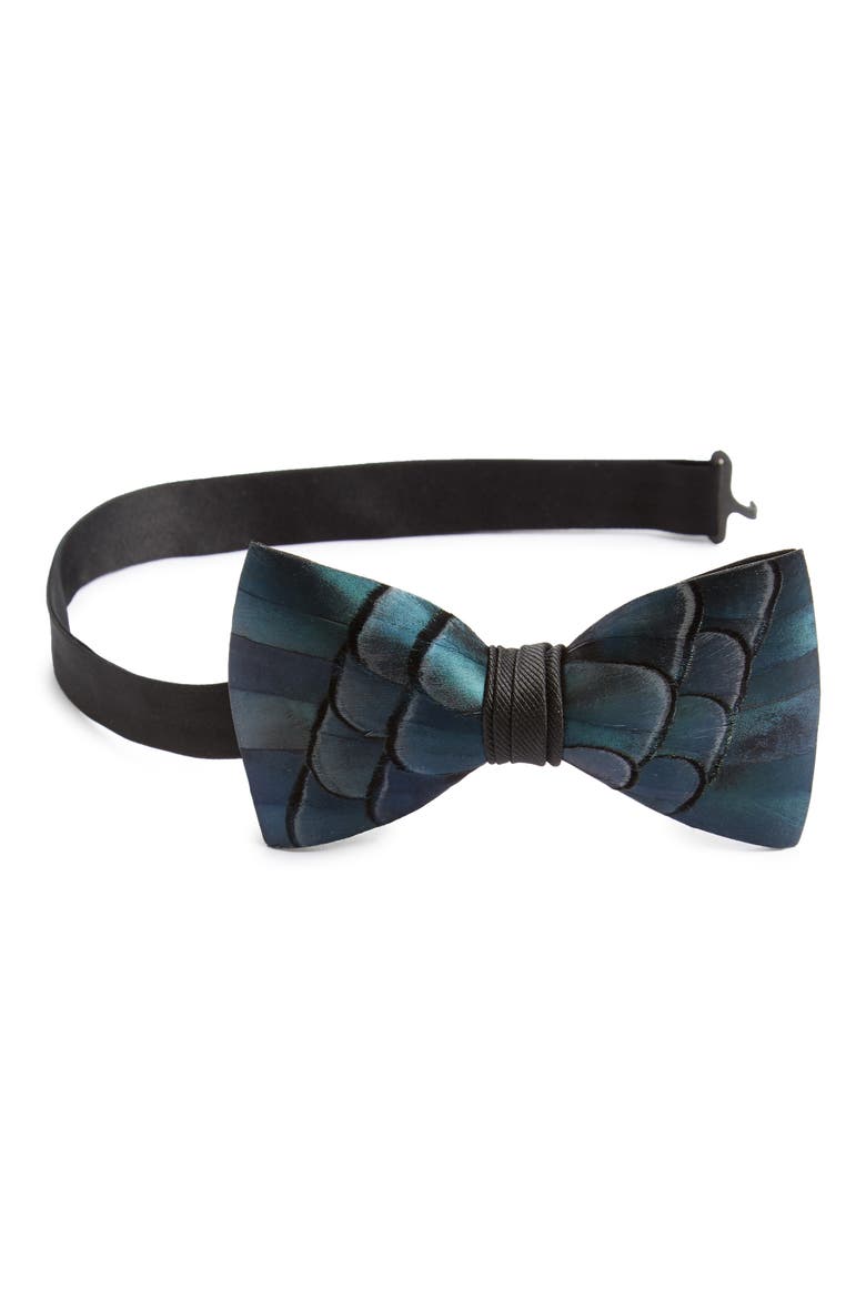 Dunbar Feather Bow Tie, Main, color, BLUE