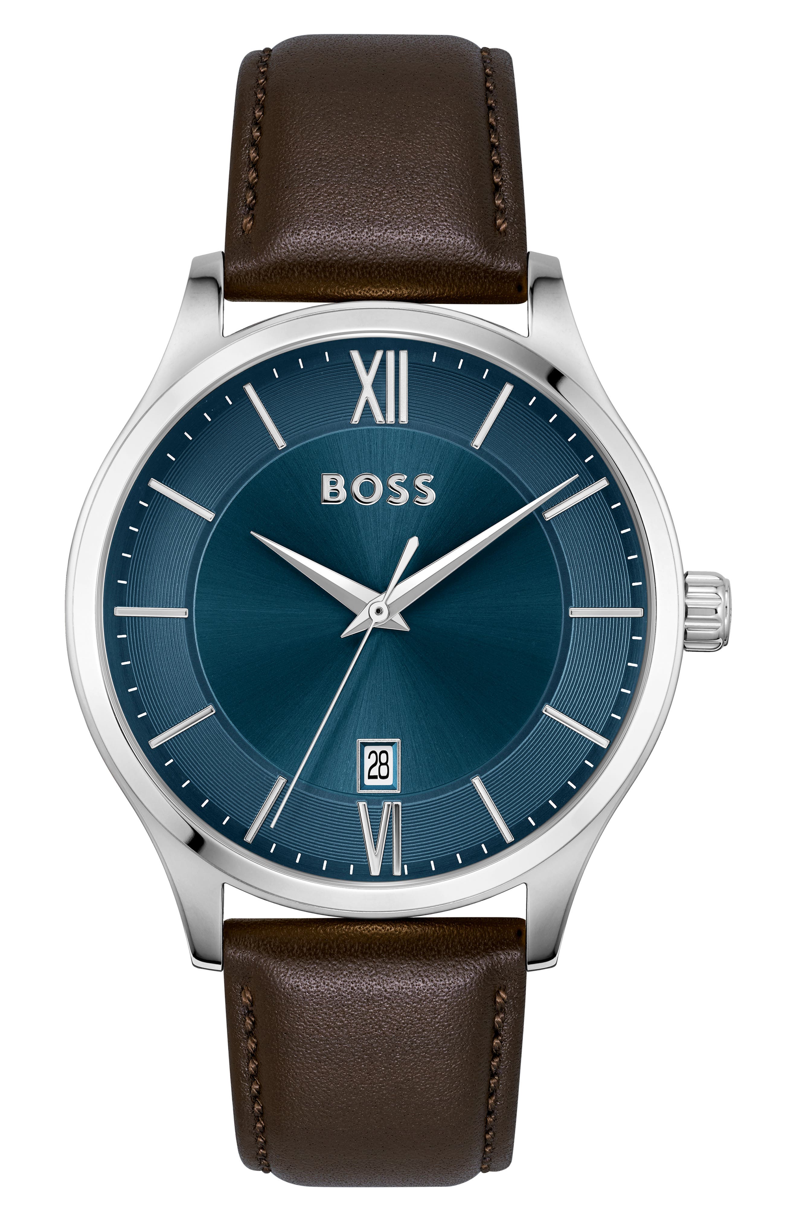 BOSS Elite Leather Strap Watch, 41mm