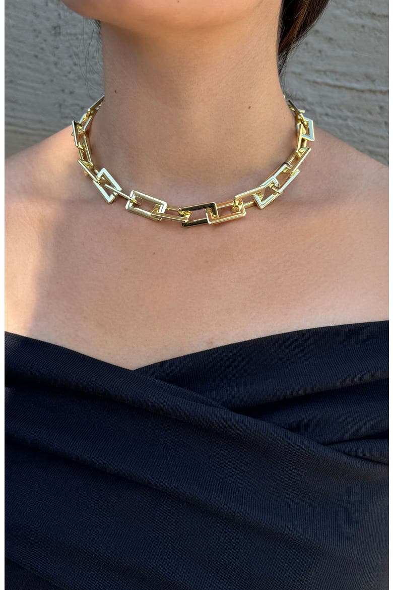 Paper Clip Chain Necklace, Alternate, color, GOLD