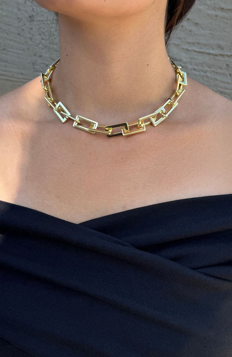 Adornia Paper Clip Chain Necklace, Alternate, color, Gold