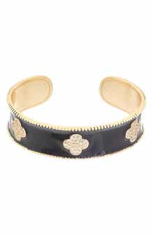 Juvell Cubic Zirconia Clover Enamel Cuff Bracelet