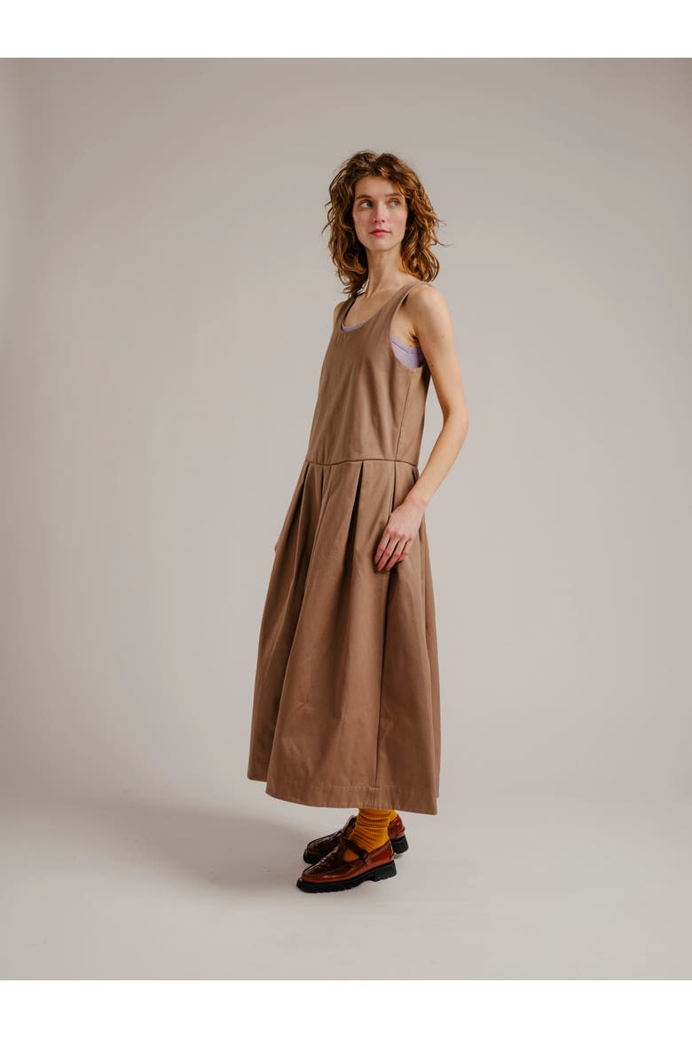 Edie Pleated Maxi Dress, Alternate, color, Chestnut Twill