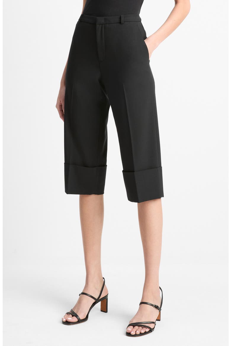 Cuffed Hem Crop Pants, Alternate, color, BLACK
