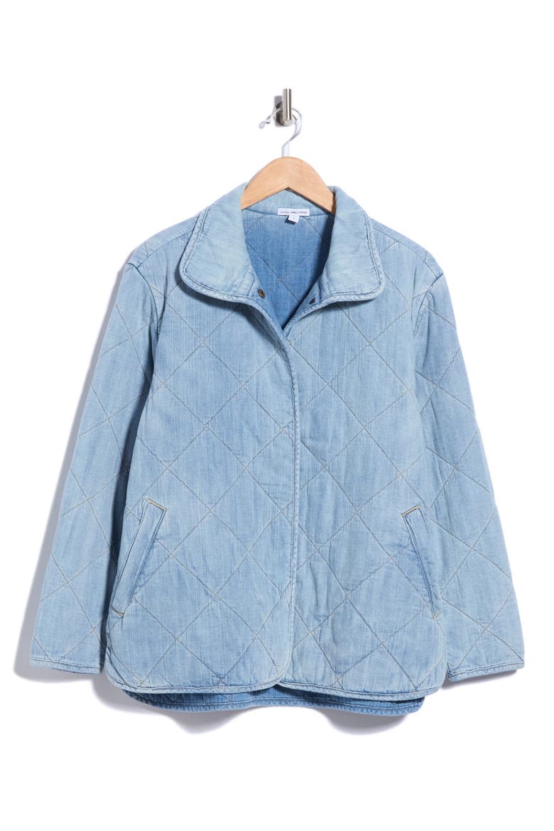 Quilted Denim Coat, Main, color, LIGHT WASH