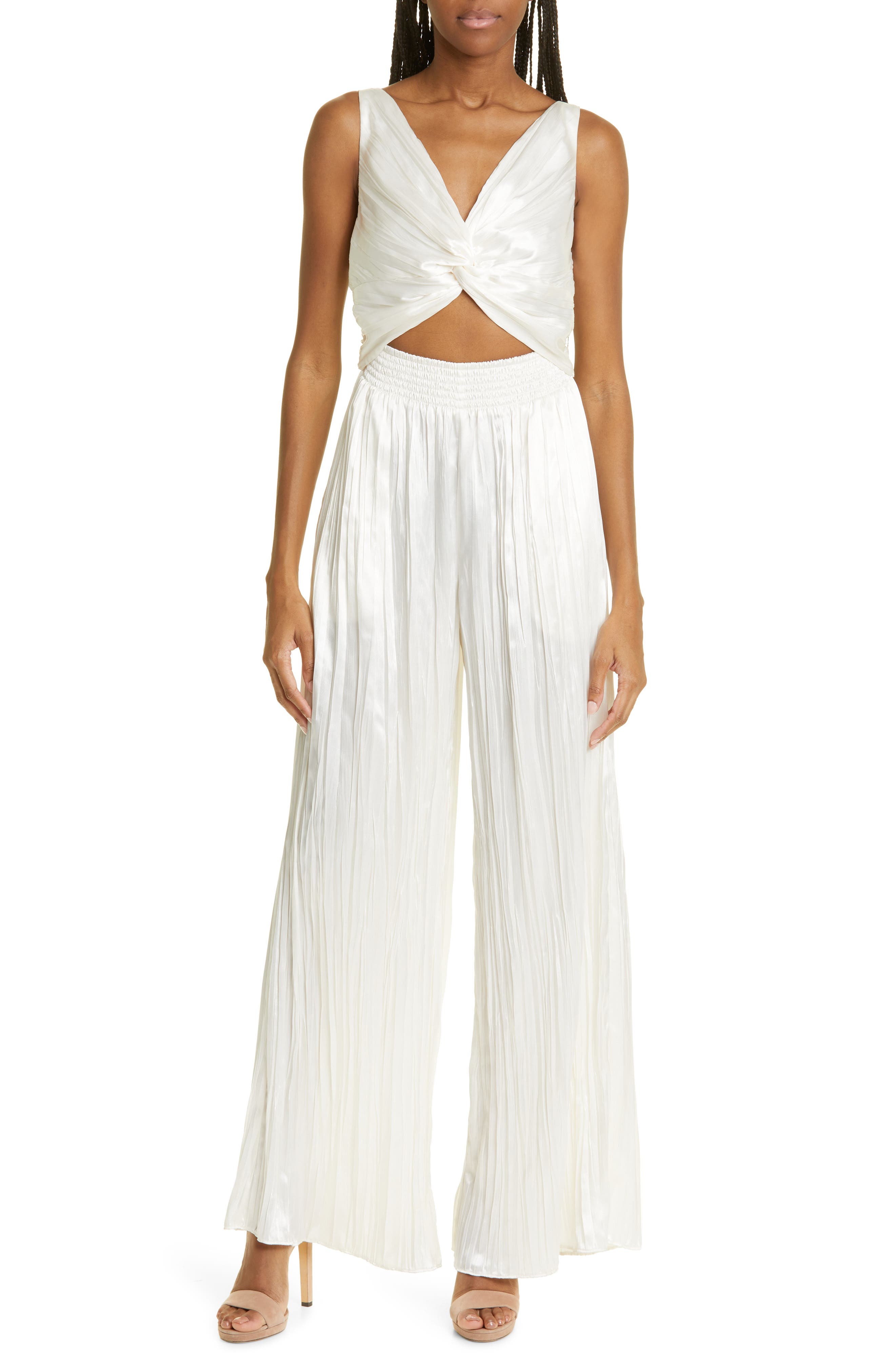 Brendaly Cutout Wide Leg Satin Jumpsuit