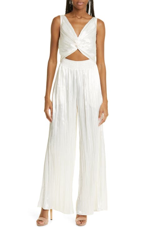 Brendaly Cutout Wide Leg Satin Jumpsuit