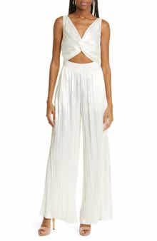 Brendaly Cutout Wide Leg Satin Jumpsuit