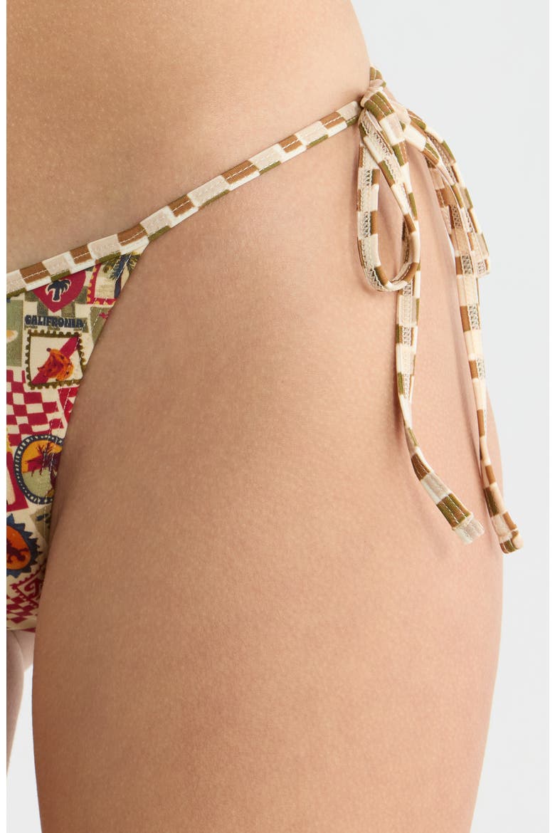 Jasper High Cut Side Tie Bikini Bottoms, Alternate, color, BEIGE MULTI