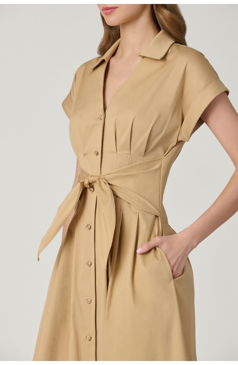 Shoshanna Josephine Porto Cotton Poplin Dress, Alternate, color, Khaki