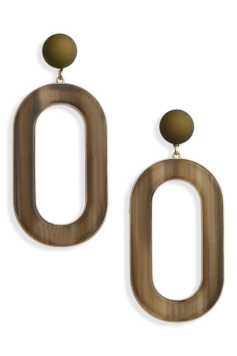 Resin & Metal Statement Earrings, Main, color, GREEN MULTI/ GOLD