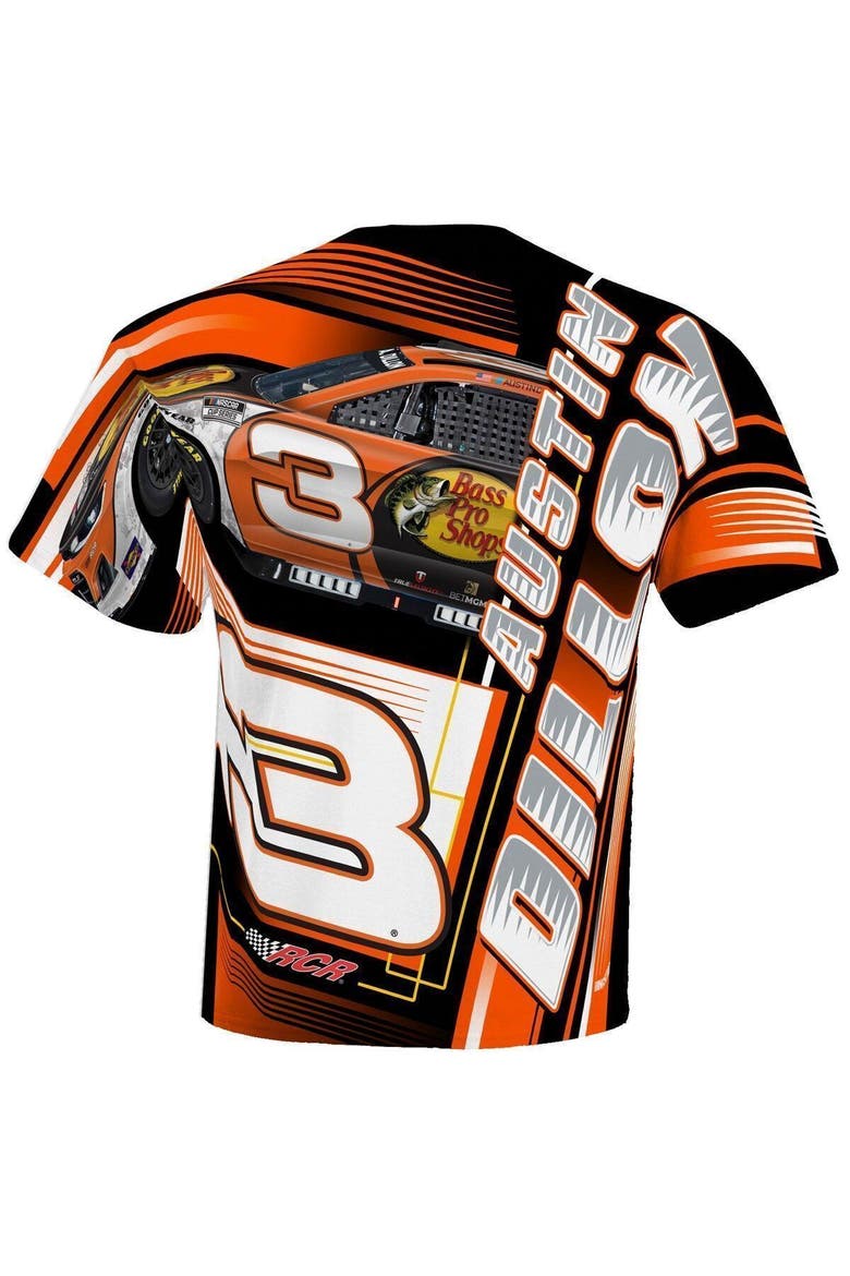 Men's Checkered Flag White Austin Dillon Bass Pro Shops Sublimated Dynamic Total Print T-Shirt, Alternate, color, White