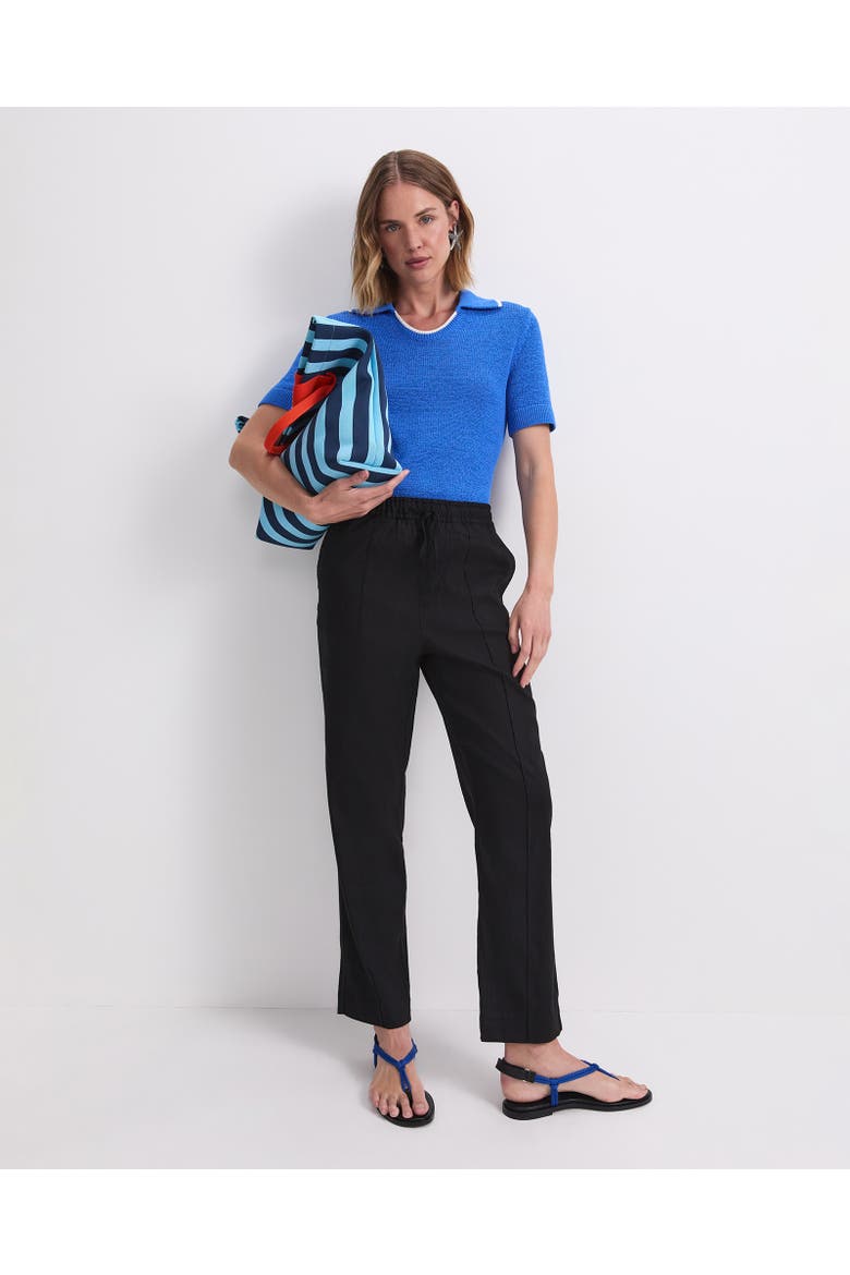 Rosa Tapered Linen Blend Trousers, Alternate, color, Black
