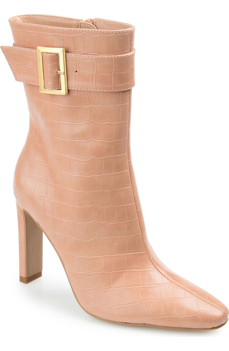 Journee Collection Elaine Croc Embossed Comfort Foam Bootie, Main, color, Tan