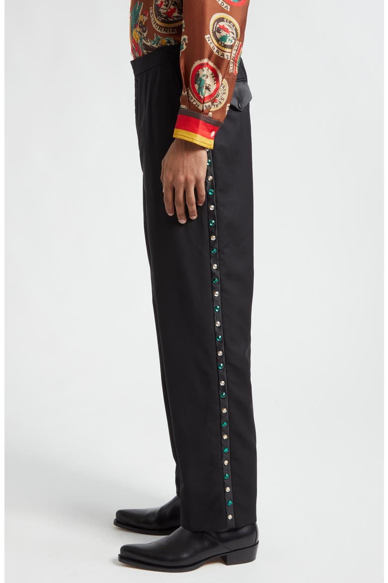 Crystal Wool & Mohair Tuxedo Trousers, Alternate, color, BLACK