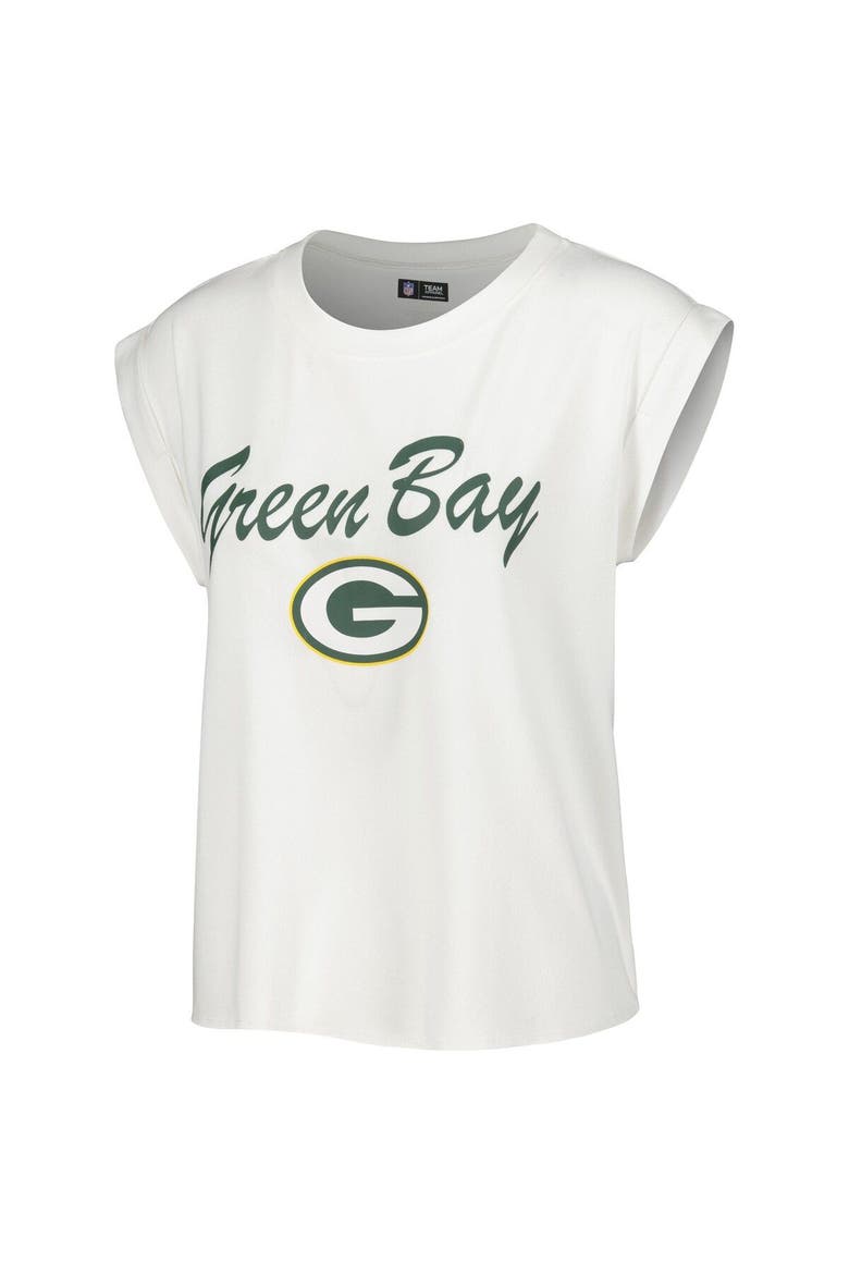 Women's Concepts Sport White/Cream Green Bay Packers Montana Knit T-Shirt & Shorts Sleep Set, Alternate, color, White
