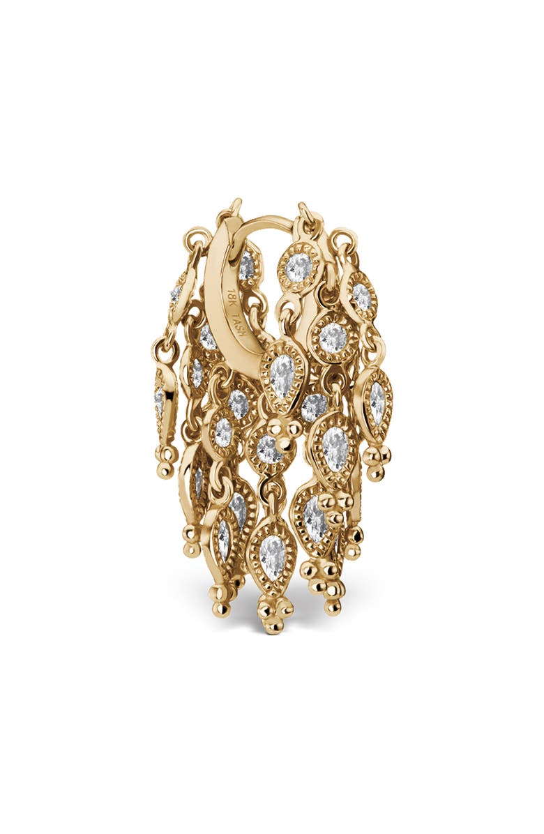 MARIA TASH Diamond Tassel Eternity Hoop Earring, Main, color, Yellow Gold