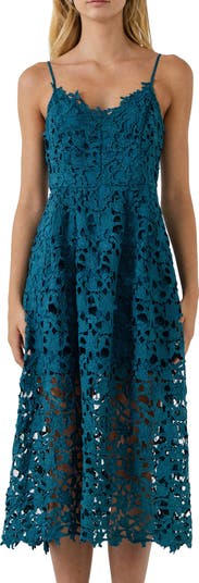 Lace Spaghetti Strap Midi Dress