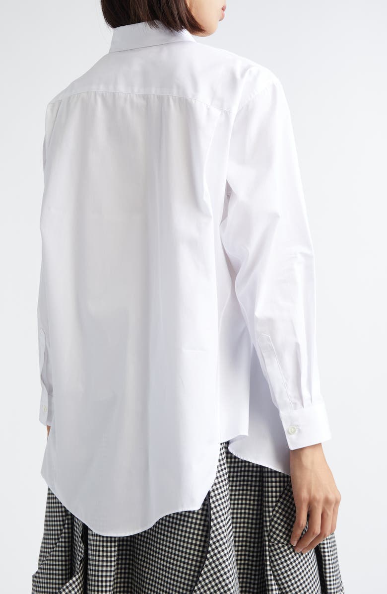 Comme des Garçons Asymmetric Cutout Cotton Broadcloth Button-Up Shirt, Alternate, color, White
