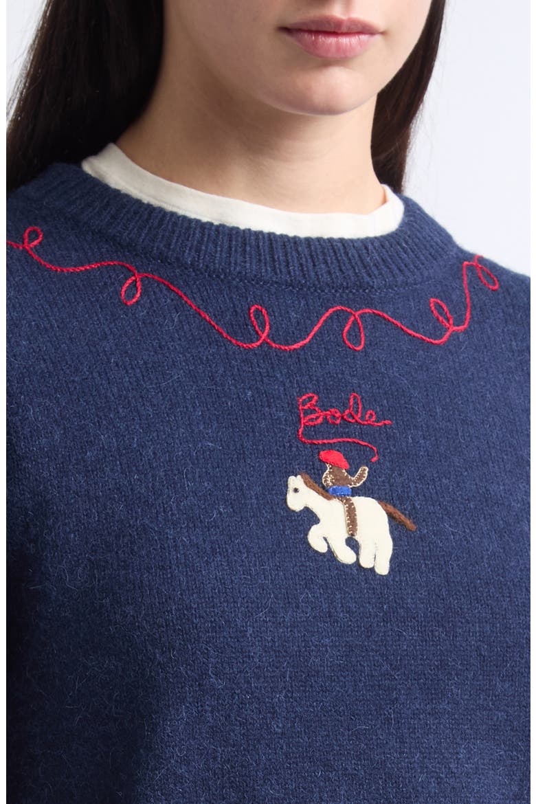 Cowboy Appliqué Alpaca & Merino Wool Sweater, Alternate, color, NAVY