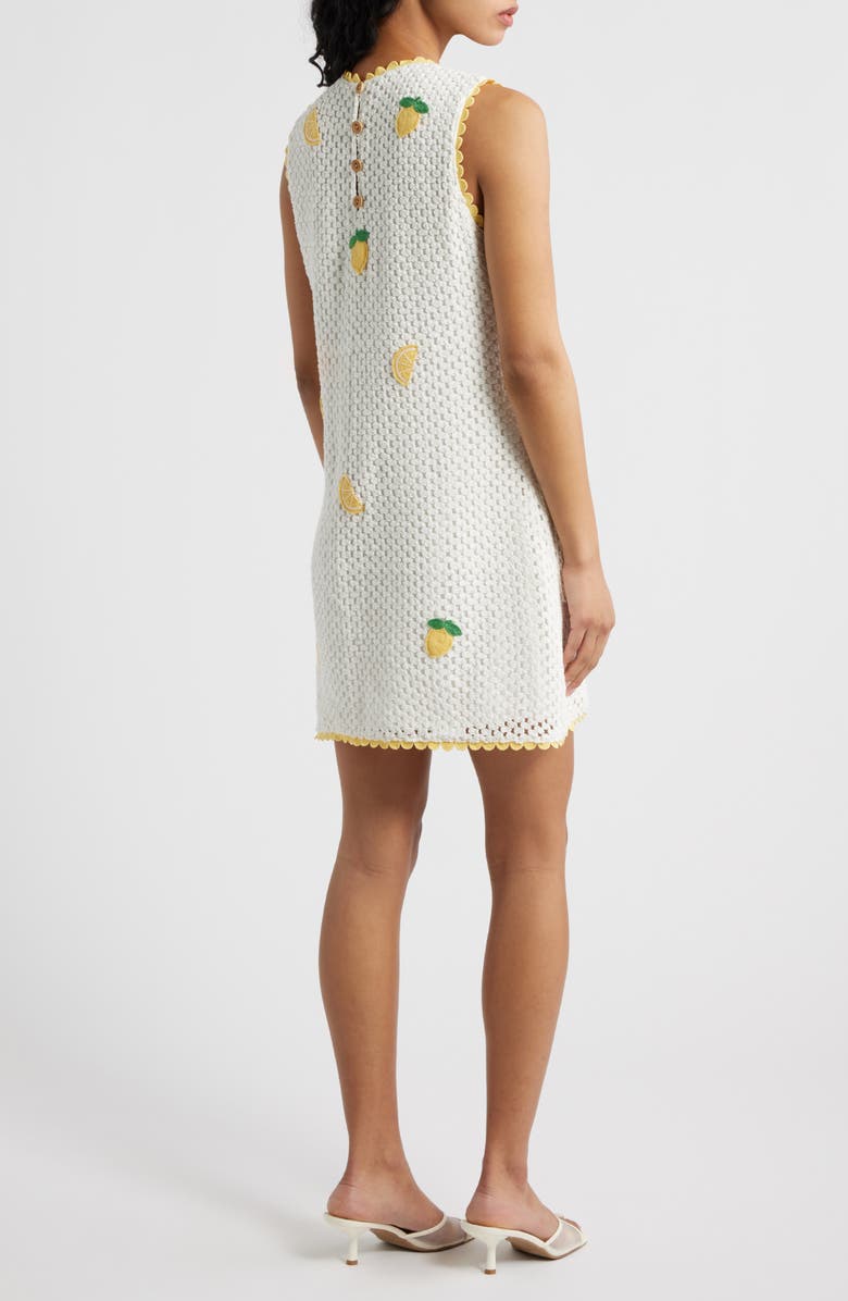 Saylor Wynn Sleeveless Crochet Minidress, Alternate, color, Bright White