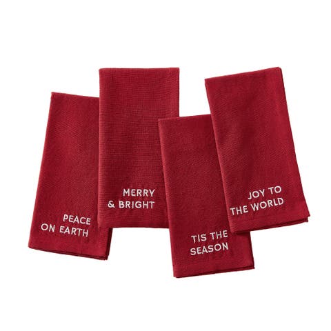 Joyful Sentiment Embroidered Napkins Set of 4
