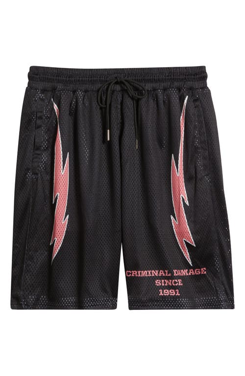 Shop Criminal Damage Bolt Print Mesh Shorts